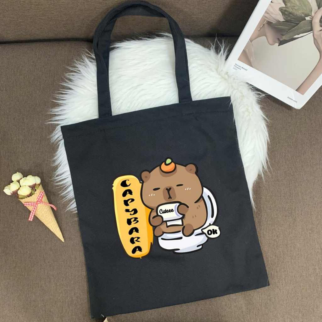 Túi tote in hình Capybara Cute - Túi vải canvas kích thước 33x37cm đựng vừa A4  và laptop - TOTE10_thumbnail_23