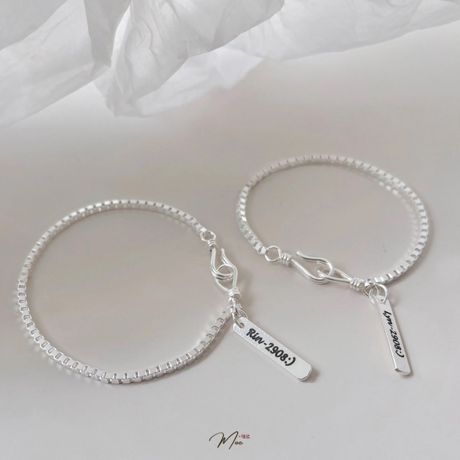 ĐT43 - Lắc tay đôi móc vặn thừng mix thẻ tên khắc theo yêu cầu