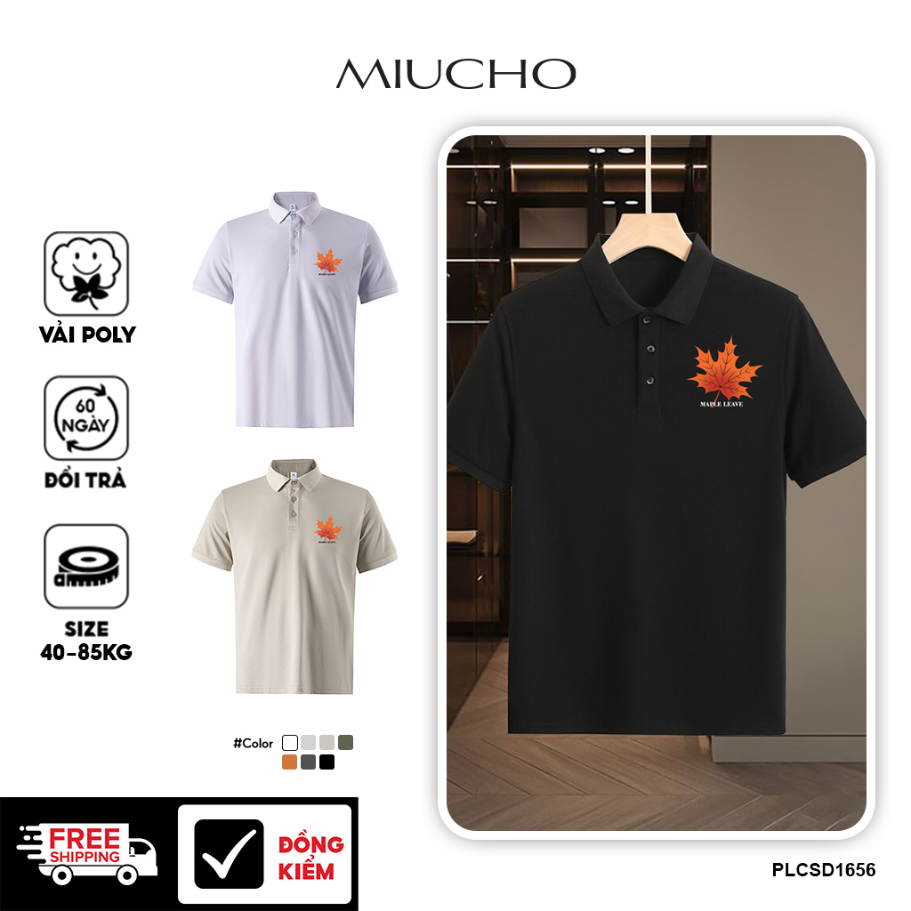 Áo polo nam form vừa regular vải cá sấu đứng form PLCSD1656 Miucho Iconic in artwork