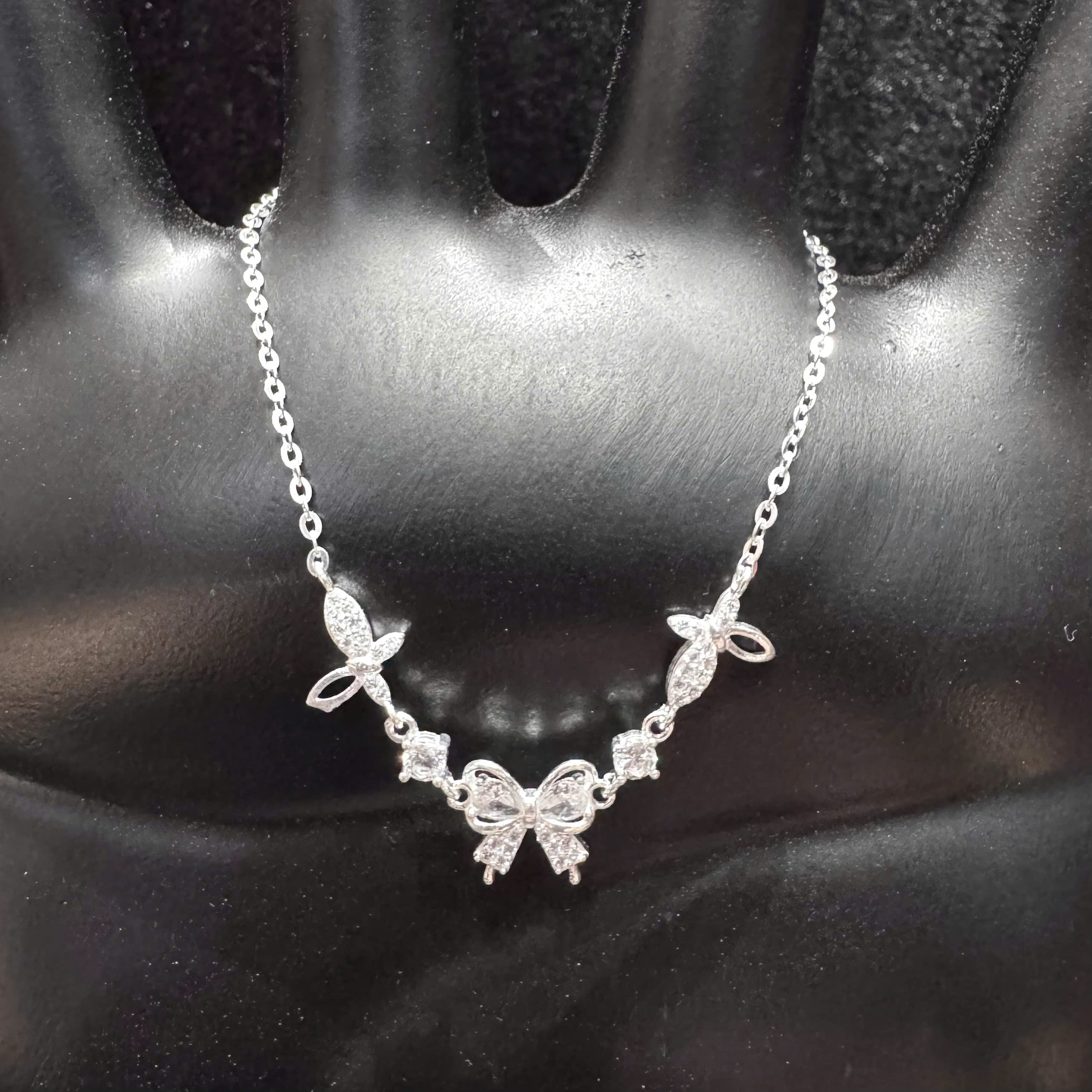 Vòng tay bạc xi bạch kim nơ trắng_thumbnail_1