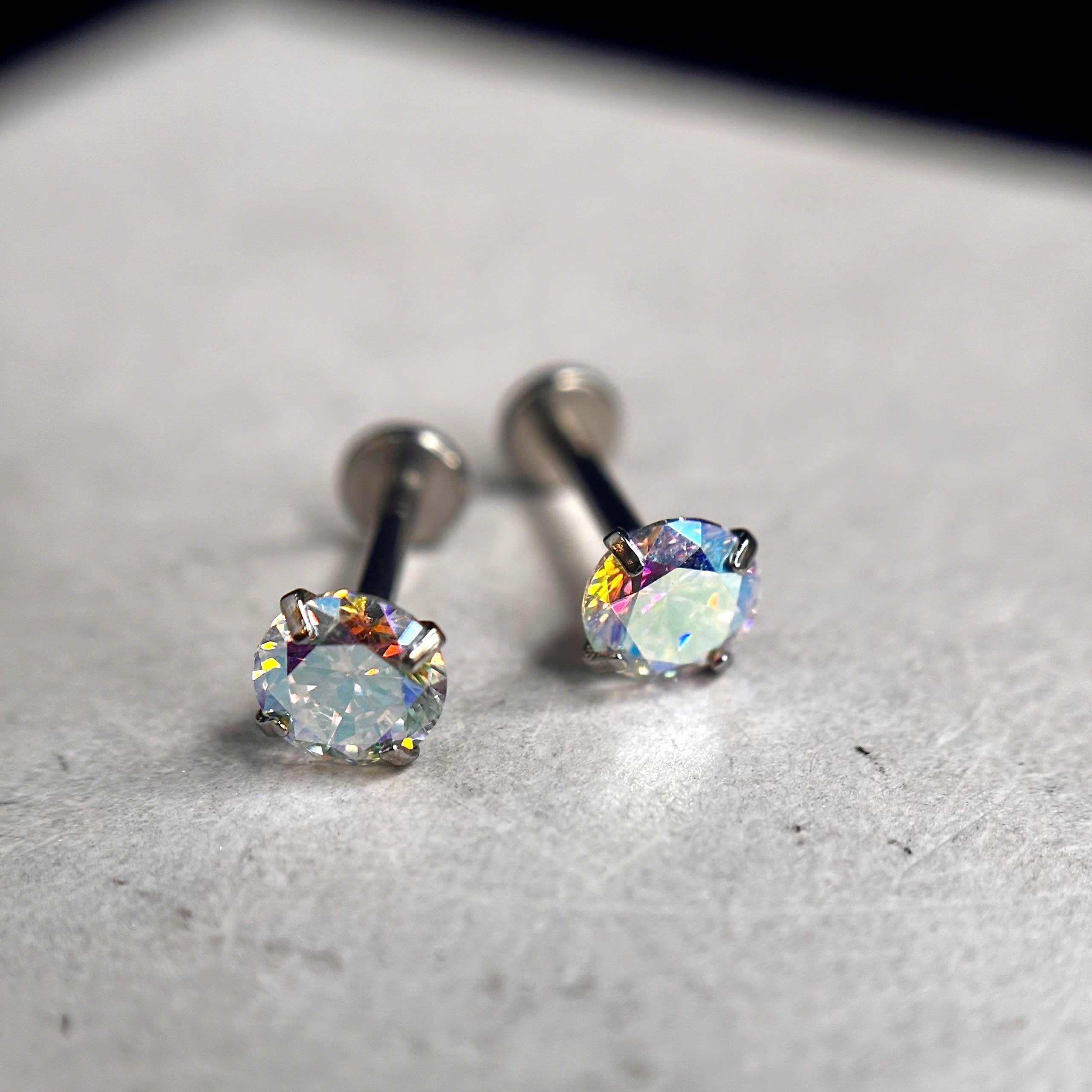 Khuyên kiểu đá 7 màu dẹt size 4