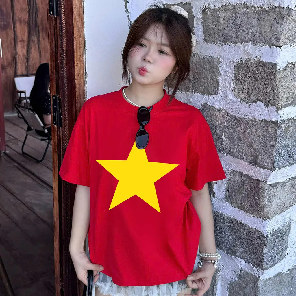 Áo thun Việt Nam cờ đỏ sao vàng form boxy AXD2464 Miucho vải cotton thoáng mát in basic_thumbnail_3