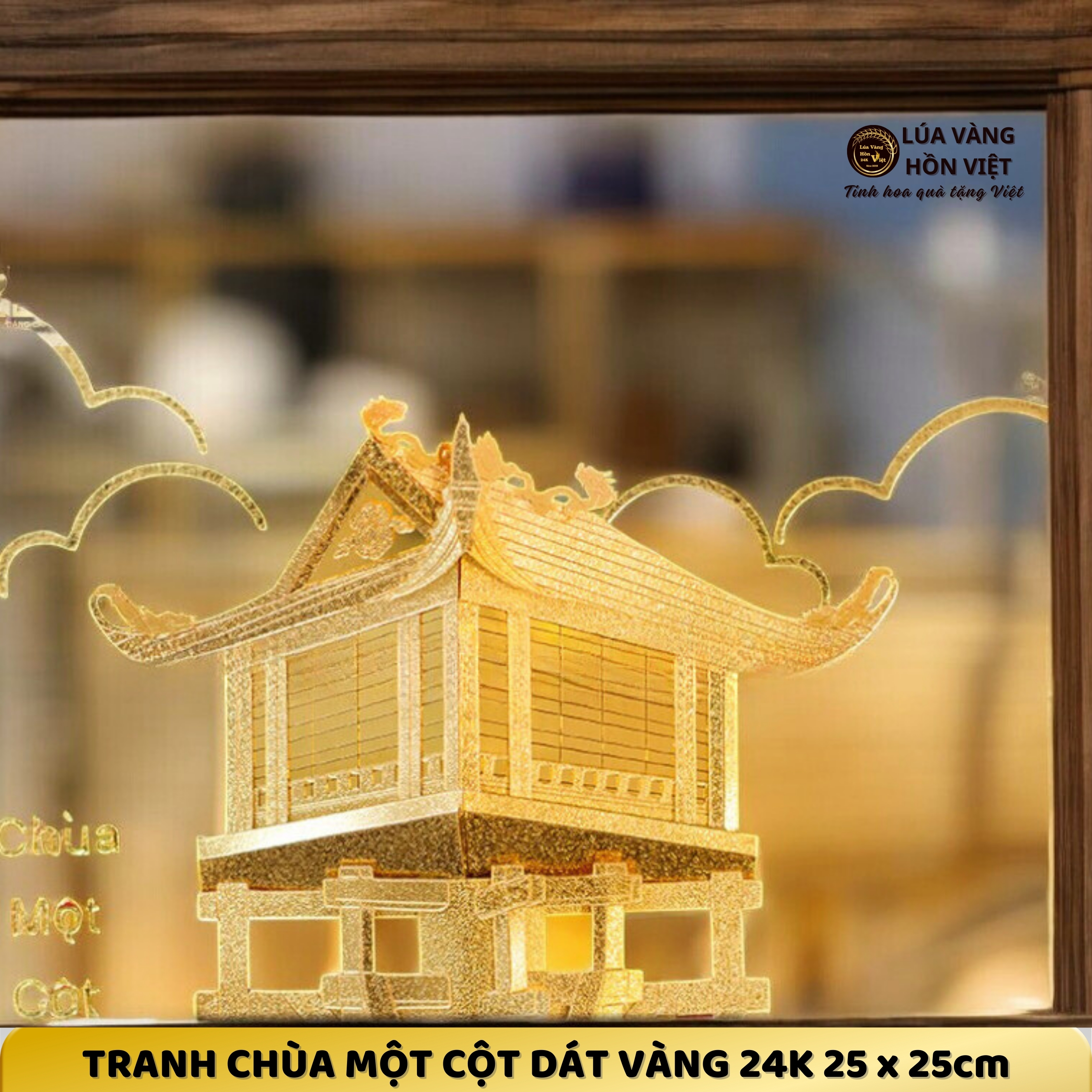 TRANH CHÙA MỘT CỘT DÁT VÀNG 24K 25x25cm_thumbnail_2