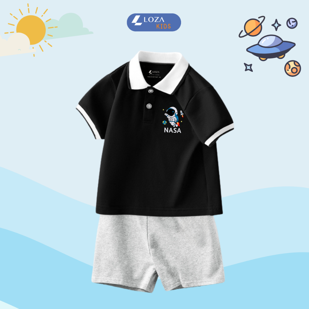 Bộ đồ Polo bé trai in hình phi hành gia - Loza Kids BV279_thumbnail_0