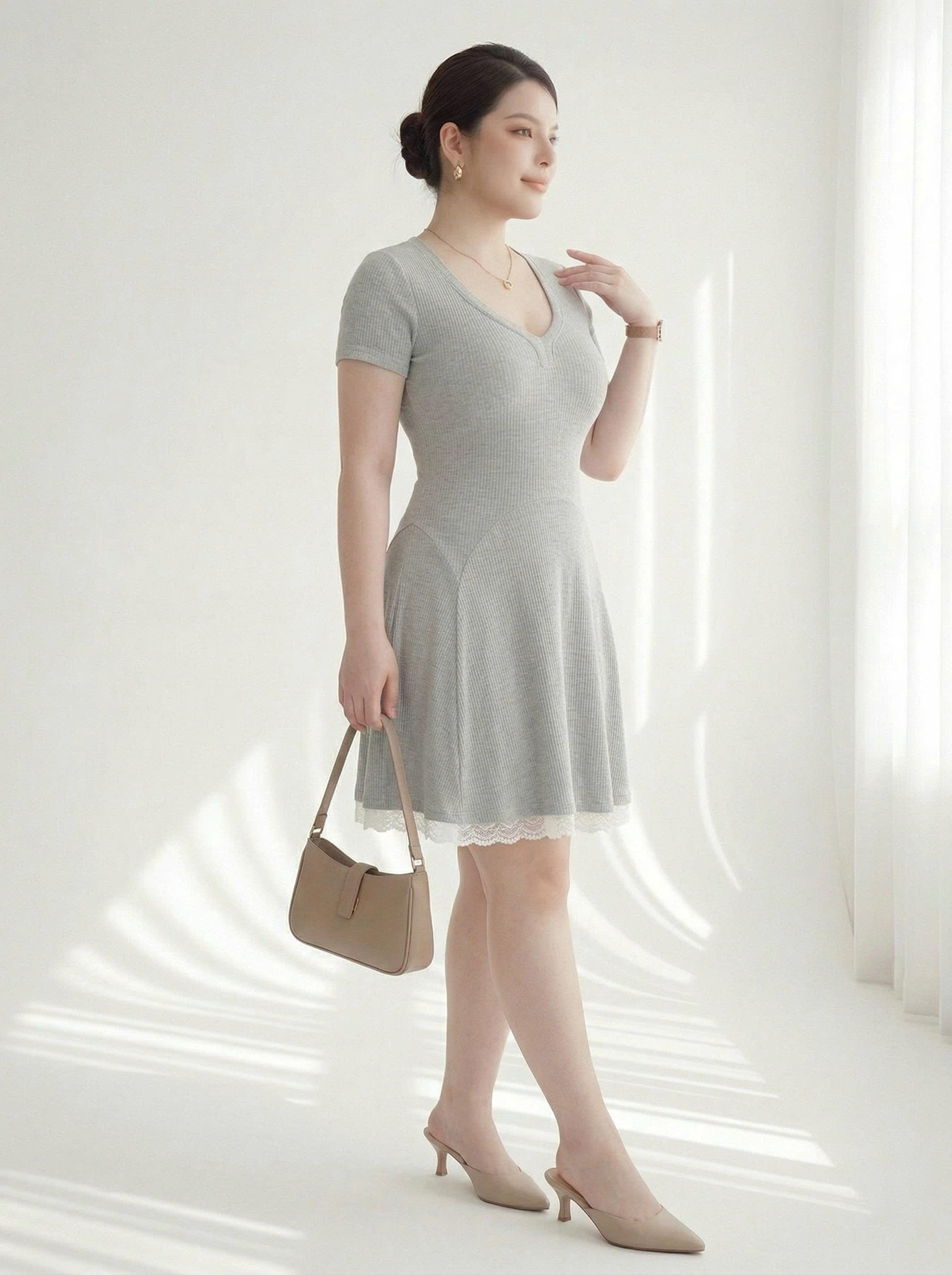 Đầm thun dáng A xòe phối ren bigsize DA161 dành cho nàng béo mập từ 55-95kg_thumbnail_2