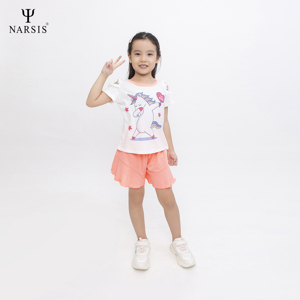 BỘ HÈ BÉ GÁI KM0021 NARSIS CHẤT LIỆU THOÁNG MÁT, DỄ CHỊU, THOẢI MÁI CẢ NGÀY, DỄ VẬN ĐỘNG_thumbnail_1