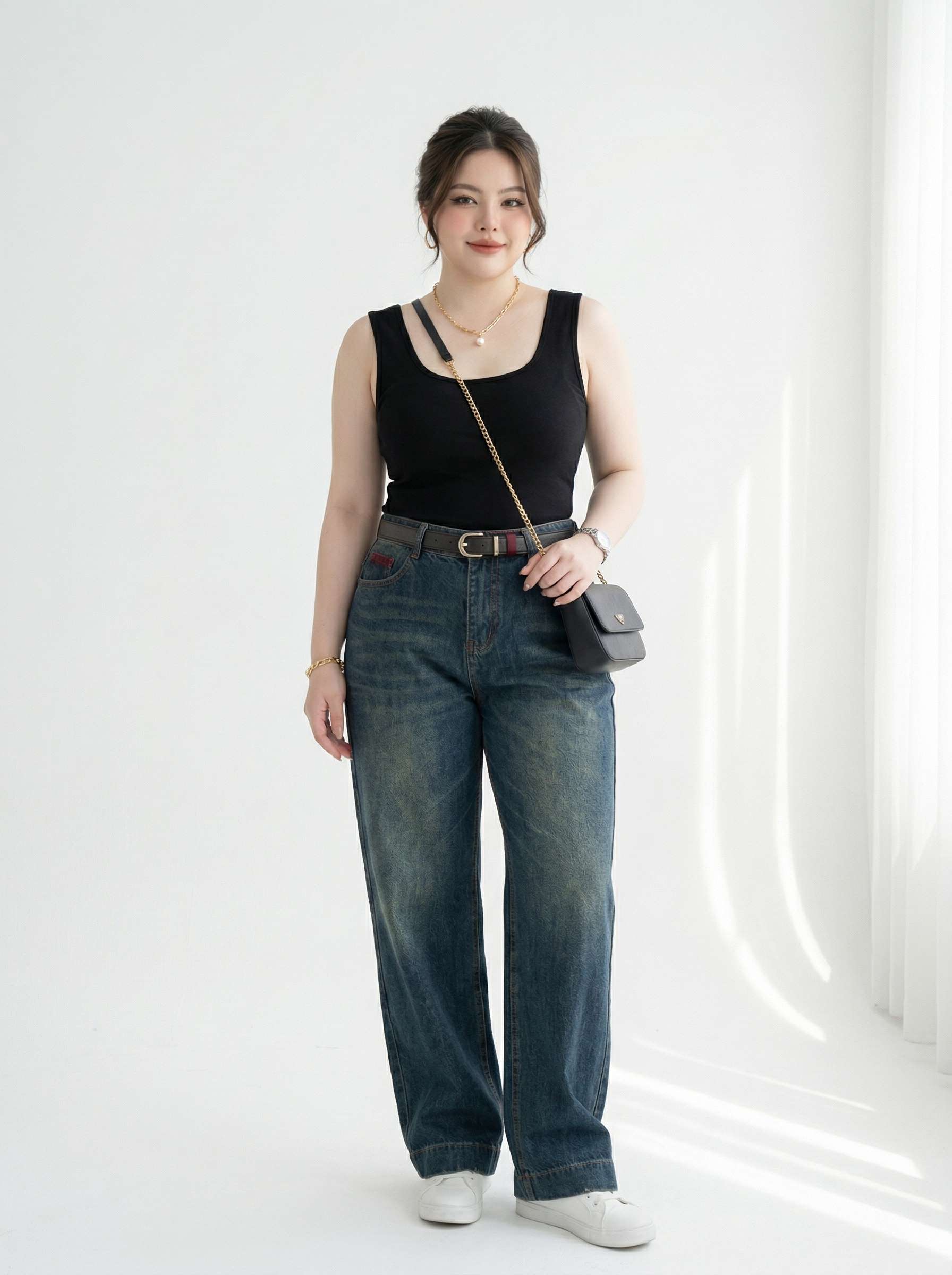 Áo 2 dây bản to cổ U bigsize AT9026 dành cho nàng béo mập từ 55-90kg