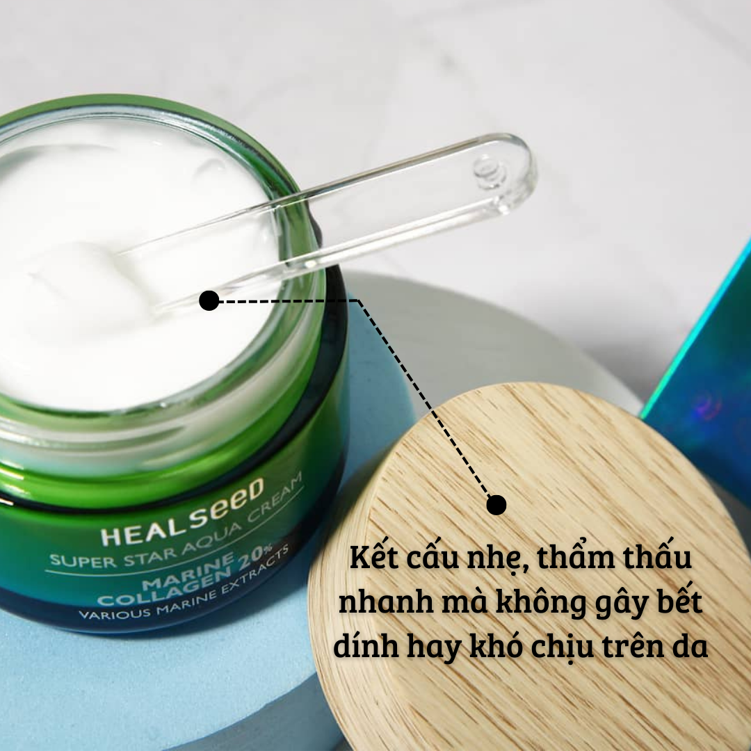  HEALSEED SUPER STAR AQUA CREAM - Kem Dưỡng Cấp Ẩm Sâu Tăng Đàn Hồi & Làm Sáng Da - Collagen 20%, Chiết xuất 9 Loại Tảo biển - 55ml - [HS002]_thumbnail_4