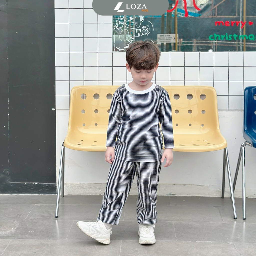 Bộ thun dài tay họa tiết kẻ ngang cho bé trai - Loza Kids TK001_thumbnail_2