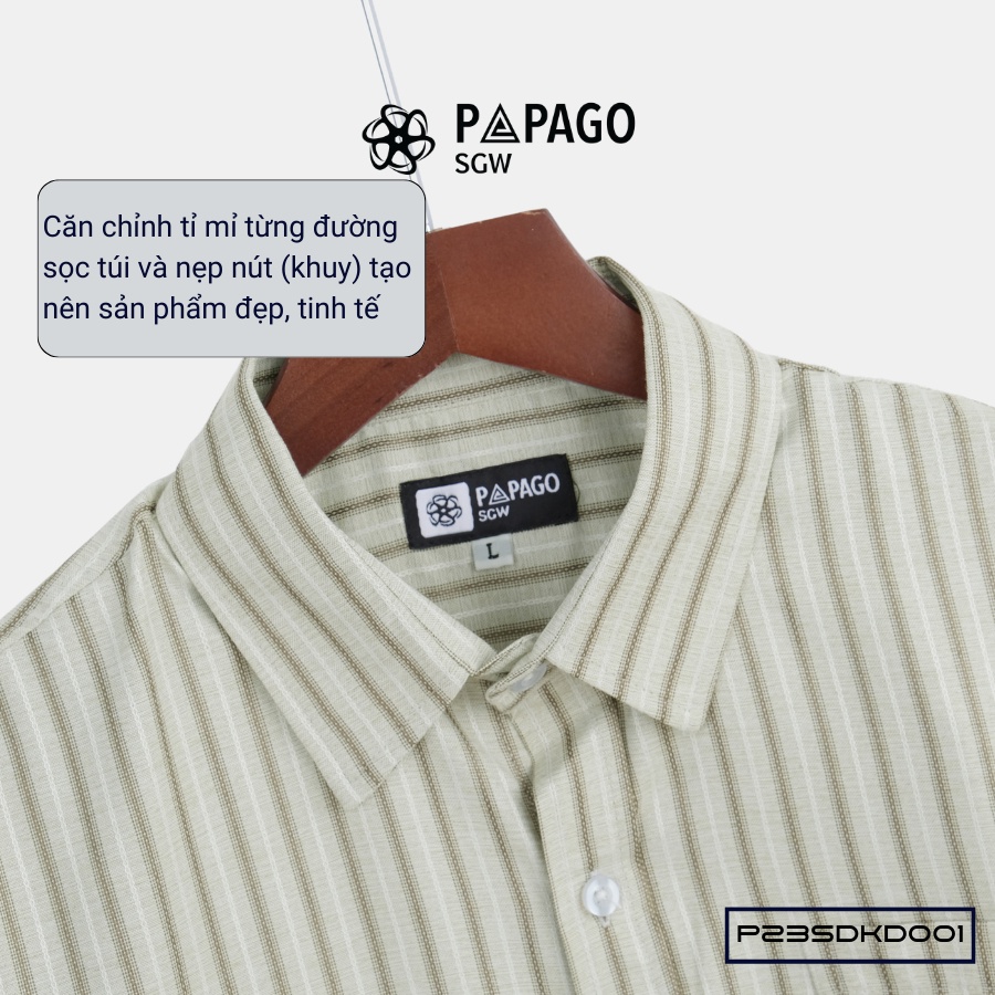 Áo sơ mi nam trung niên PAPAGO tay dài lai bầu vải xô đũi kẻ dọc - P23SDKD001_thumbnail_7