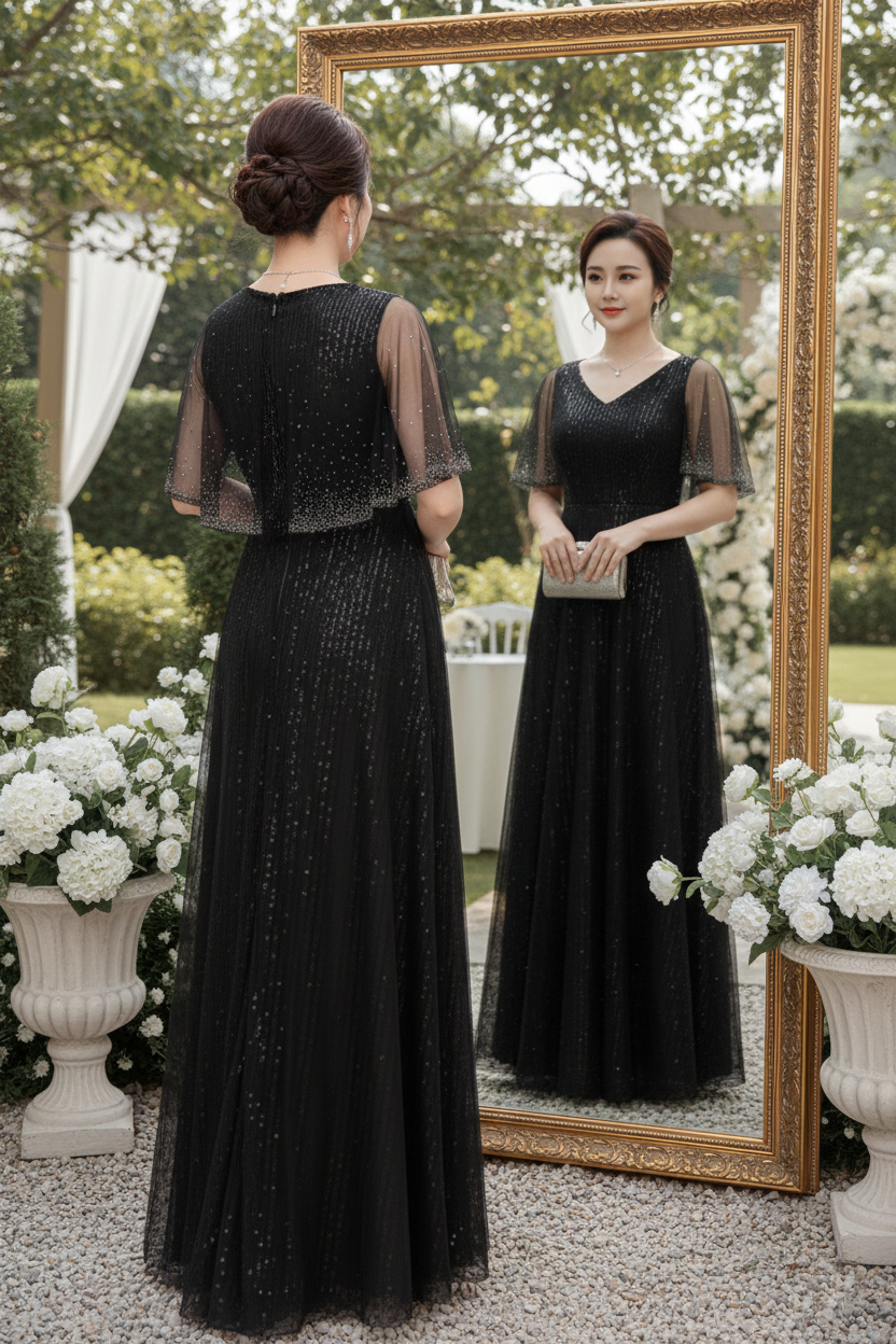 Đầm dự tiệc dạ hội sequin kim sa phối lưới đá_thumbnail_1