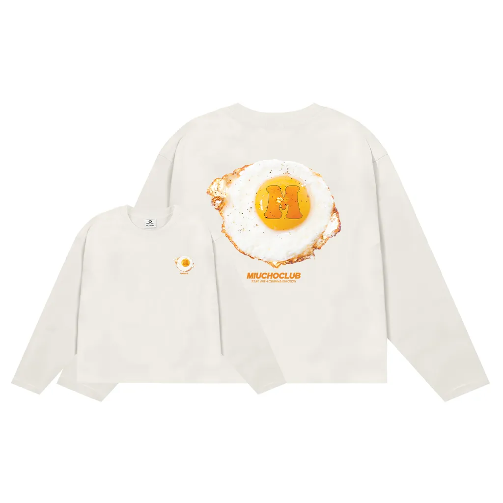 Áo thun boxy nữ tay dài hình trứng ốp la 2642 Miucho vải cotton co giãn 2c thoáng mát in mix_thumbnail_9