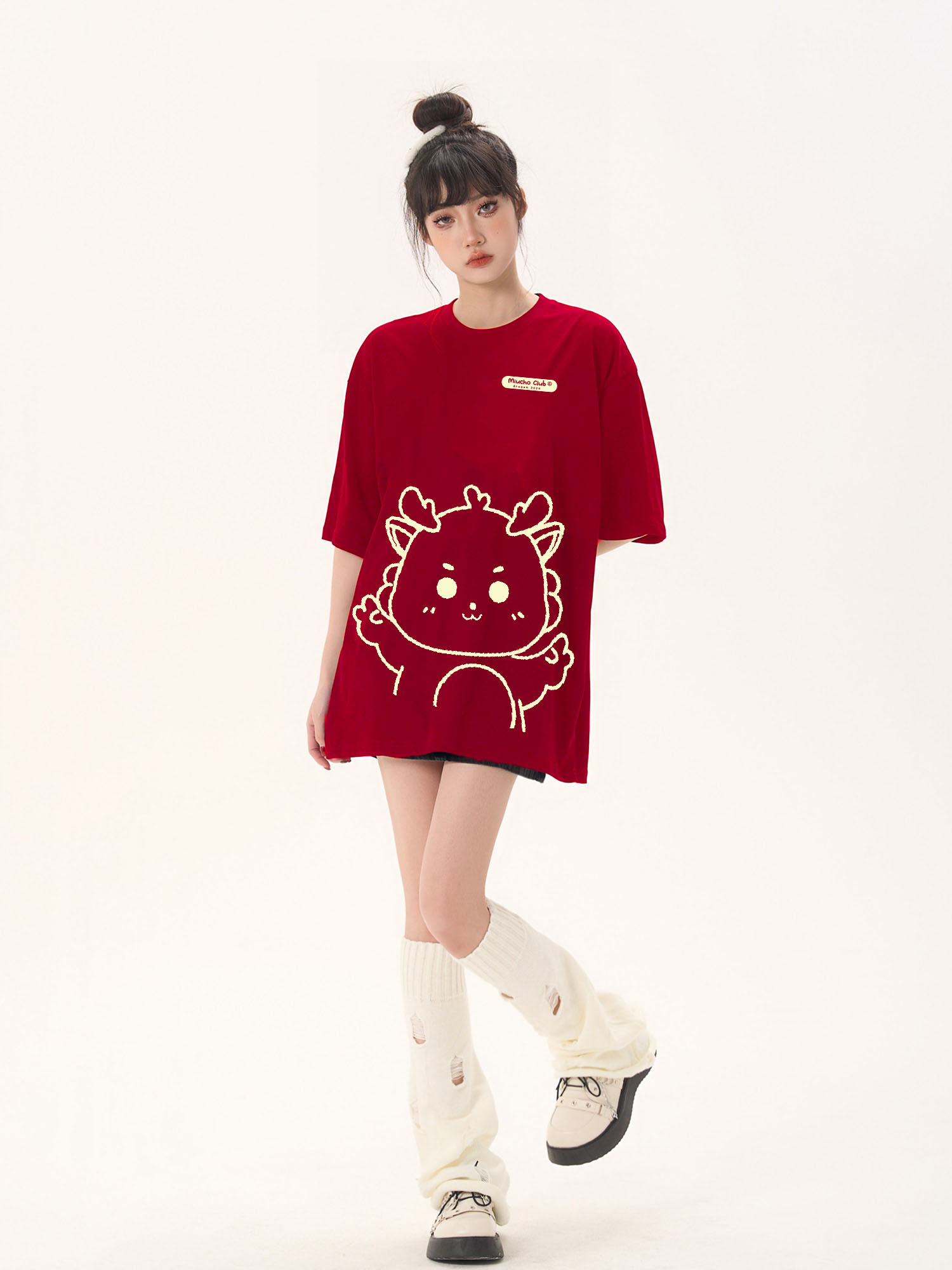 Áo thun in hình rồng local brand form rộng ATD743 Miucho cotton cổ tròn in graphic_thumbnail_18