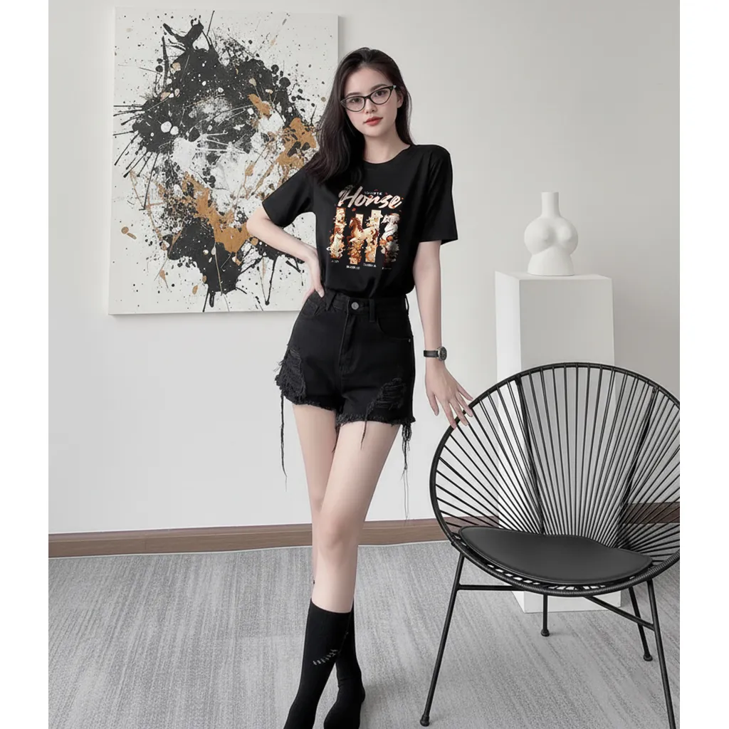 Áo thun Tết Bính Ngọ nữ form vừa Miucho Chic vải mềm mại thoáng mát hình in sắc nét 3015_thumbnail_4