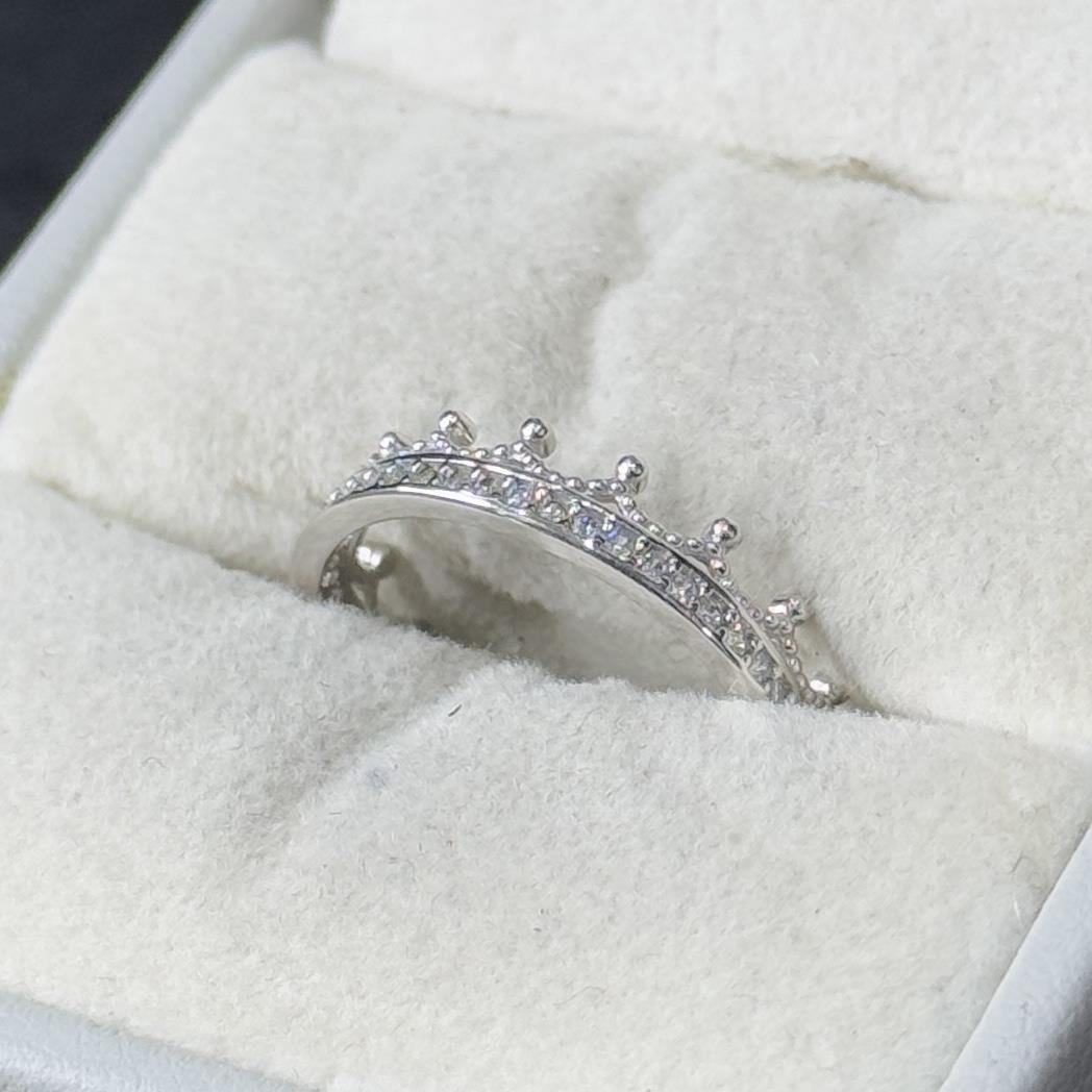 nhẫn kiểu bạc 999 hình vương miện điều chỉnh size.