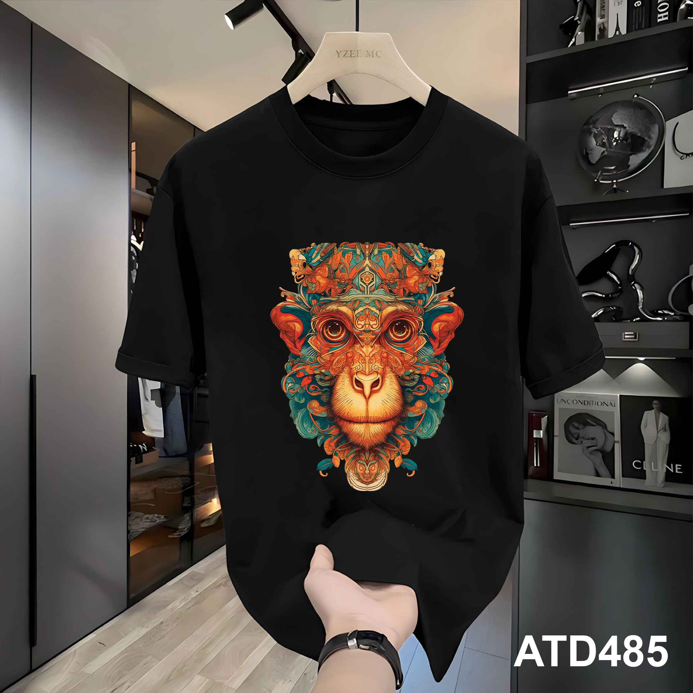 Áo thun nam form rộng ATD485 12 con giáp tuổi thân ( tuổi khỉ) Miucho Iconic cotton cổ tròn in graphic