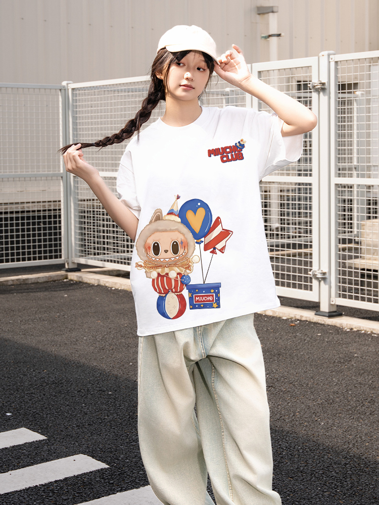 Áo phông labubu form rộng nhiều màu ATD1449 Miucho vải cotton cổ tròn in mix_thumbnail_3
