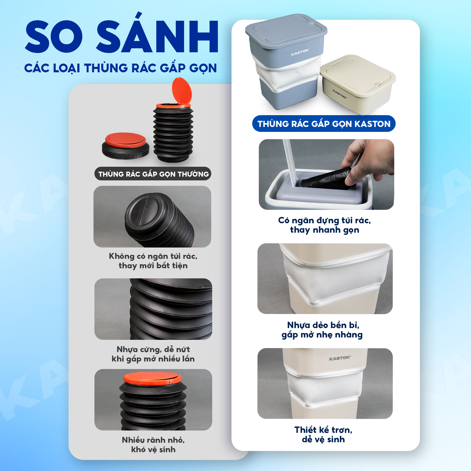 Thùng đựng rác gấp gọn Kaston - Có nắp đậy tiện lợi, chống thấm nước_thumbnail_6