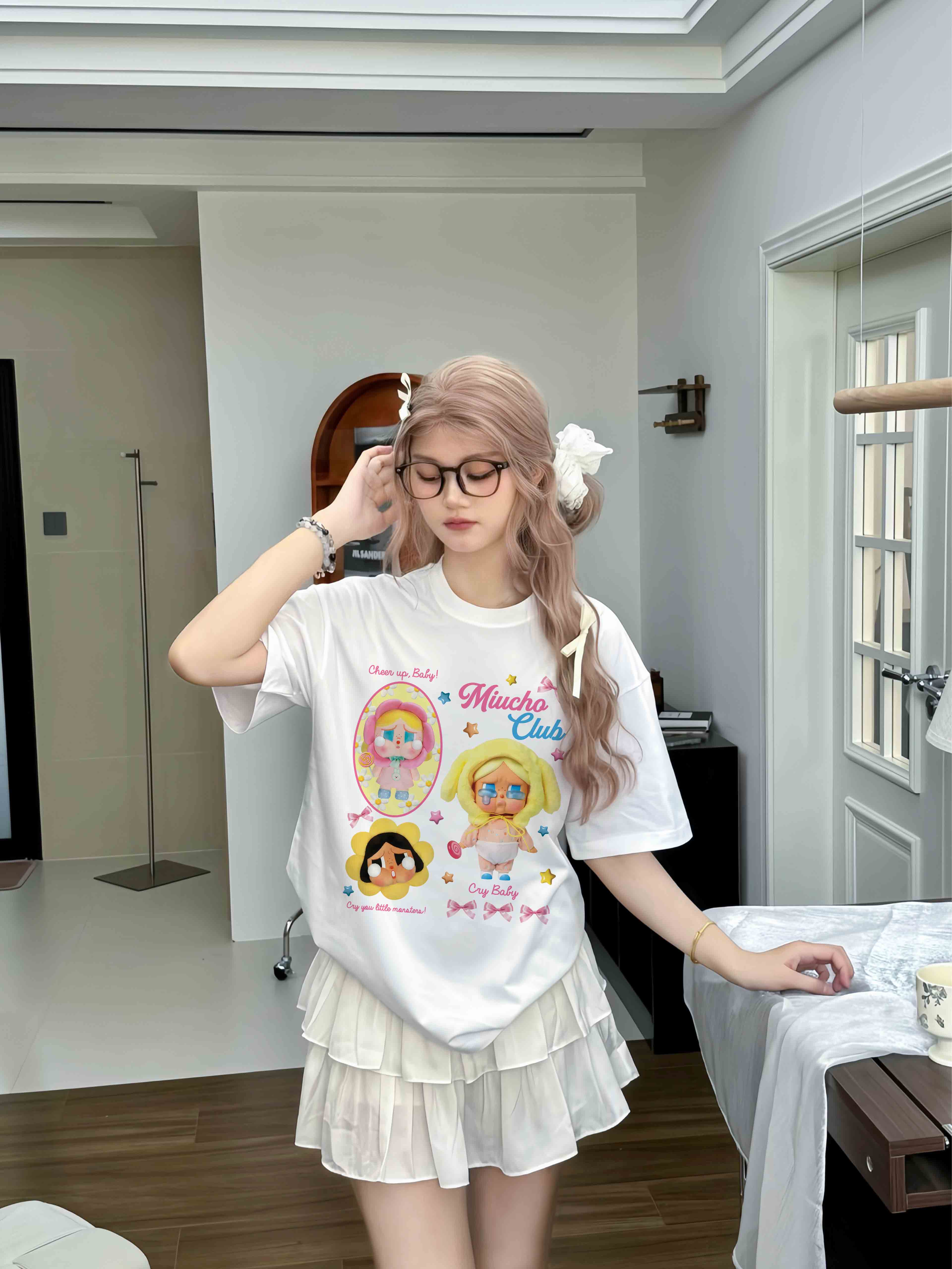 Áo thun CRY BABY nhiều màu ATD1336 Miucho form rộng vải cotton in mix_thumbnail_5