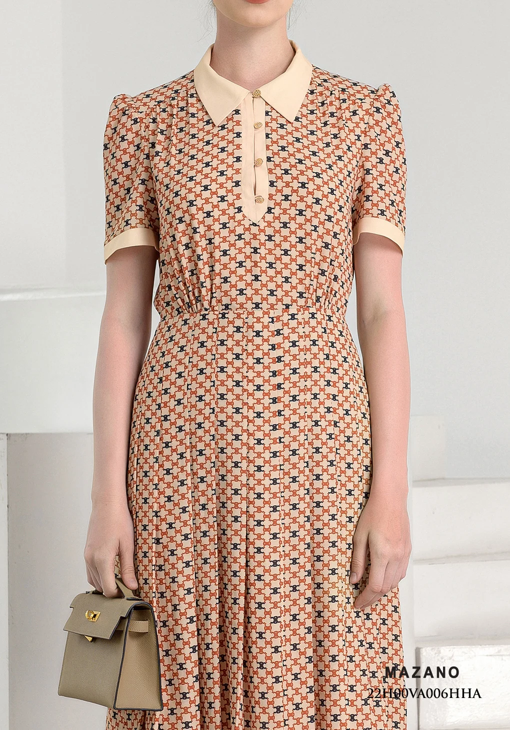 Đầm họa tiết bùng eo phối nẹp chân xếp ly_thumbnail_4