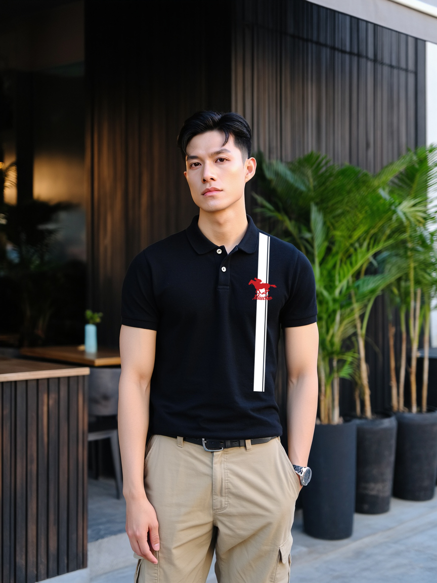 Áo polo nam phong cách vintage PLCSD2427 Miucho Iconic form vừa tay ngắn cổ trụ in artwork_thumbnail_4