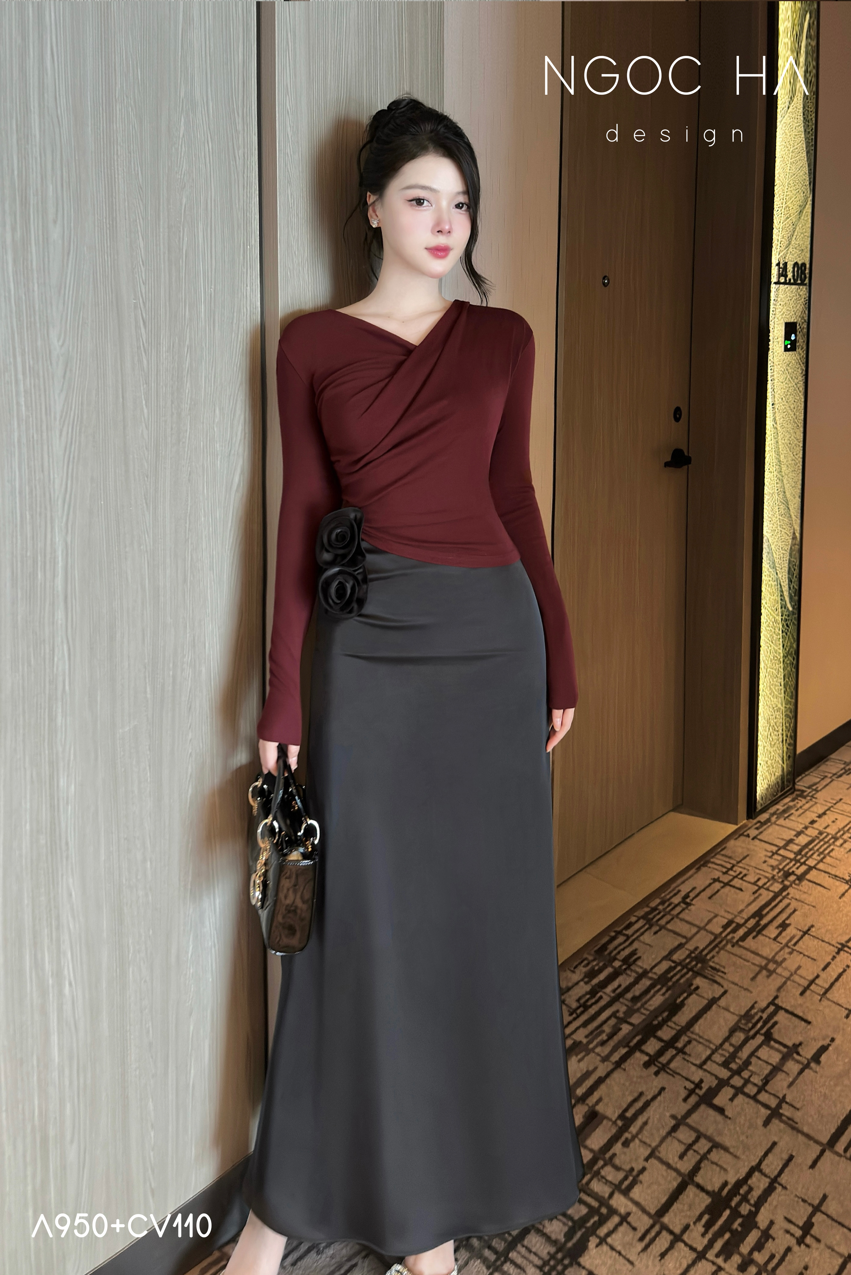 Jeri Top_ Thun Cổ Xếp Đổ Lệch Vai Dài Tay A950_thumbnail_1