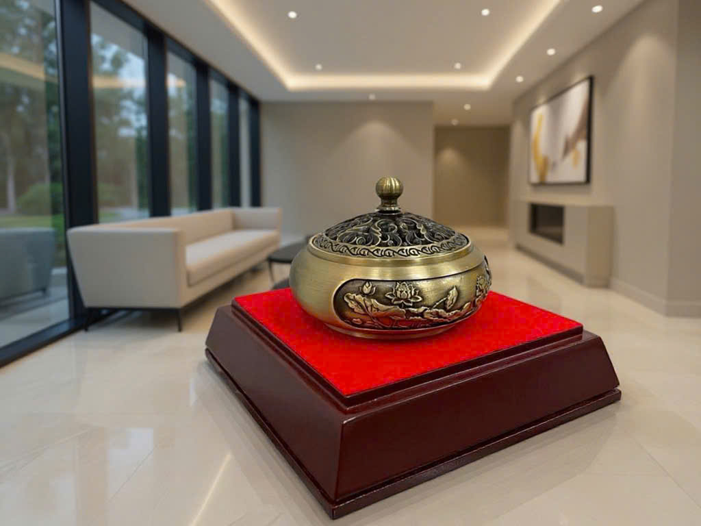 Lư đốt trầm bằng đồng hoa văn sen _thumbnail_2