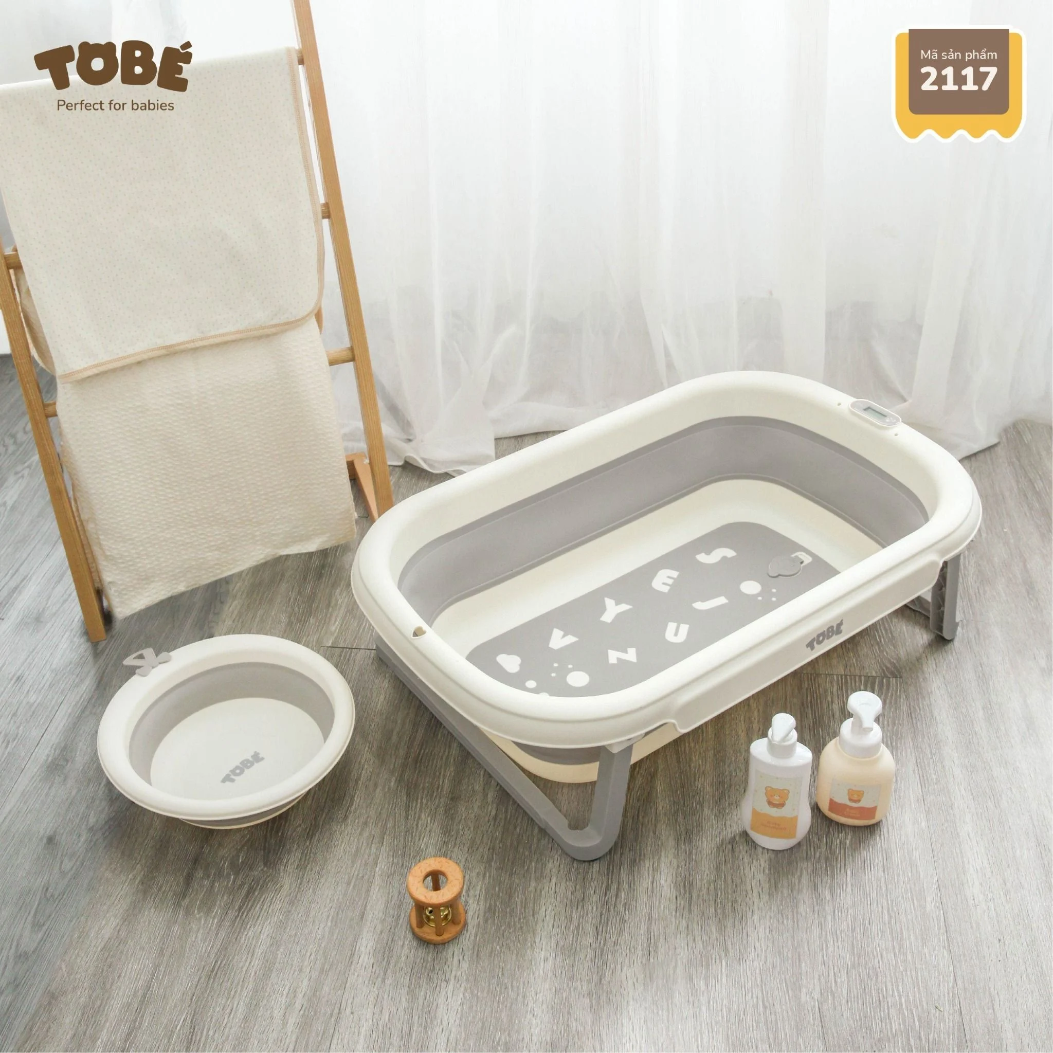 Chậu tắm gấp gọn Melly (Grey, Brown) TOBE_thumbnail_2