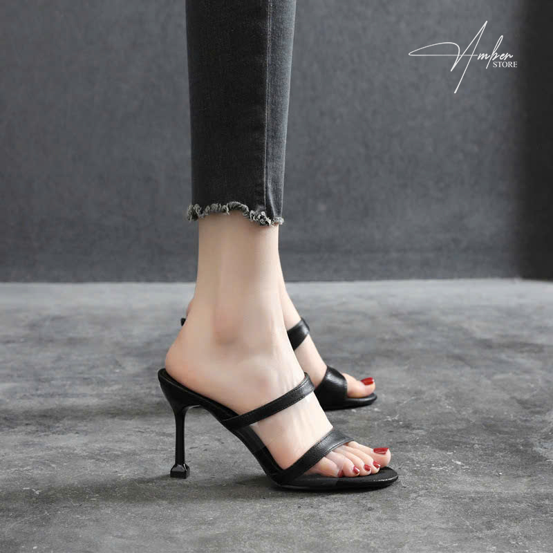 Giày Cao Gót Nữ Quai Ngang 2 Dây Kiểu Mule - CG05