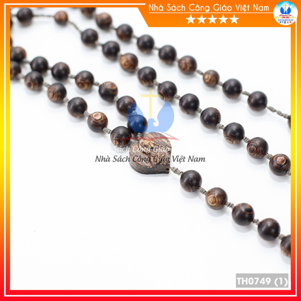 Chuôi Mân Côi 50 trầm hương 6ly TH0749- Tràng hạt gỗ trầm sánh chìm - Quà tặng Công Giáo_thumbnail_4