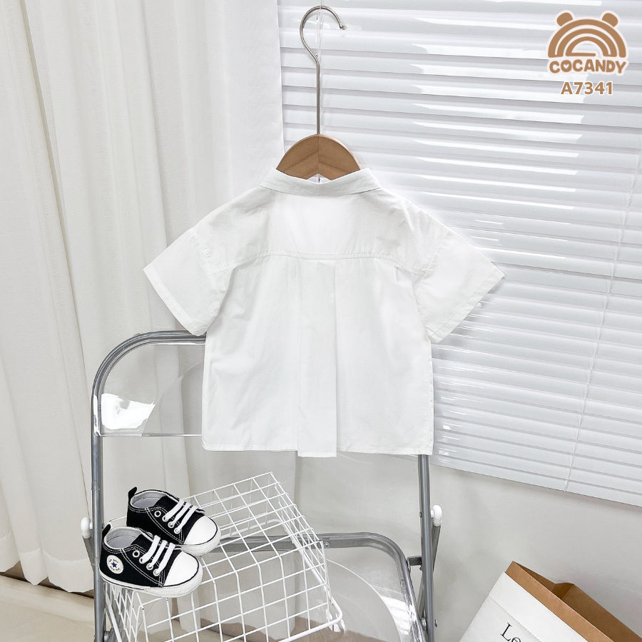 Áo cộc sơ mi TRẮNG ngực vuông xếp ly_thumbnail_1