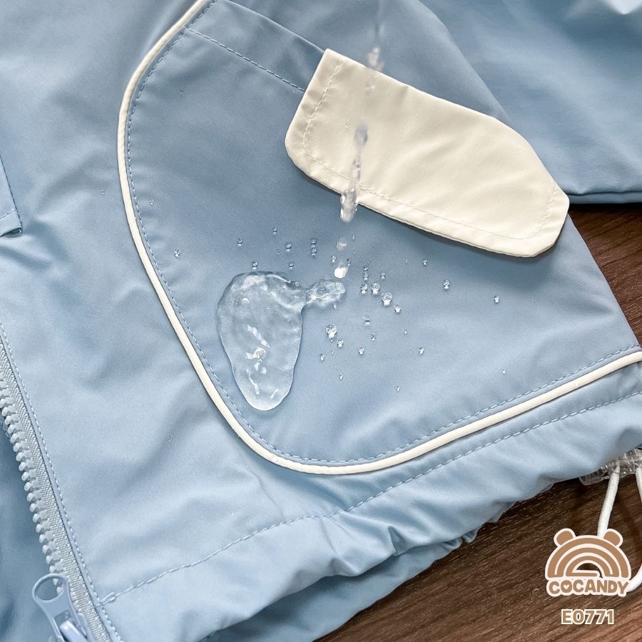 Áo khoác gió XANH DƯƠNG lót lông nẹp be 2 vai_thumbnail_5