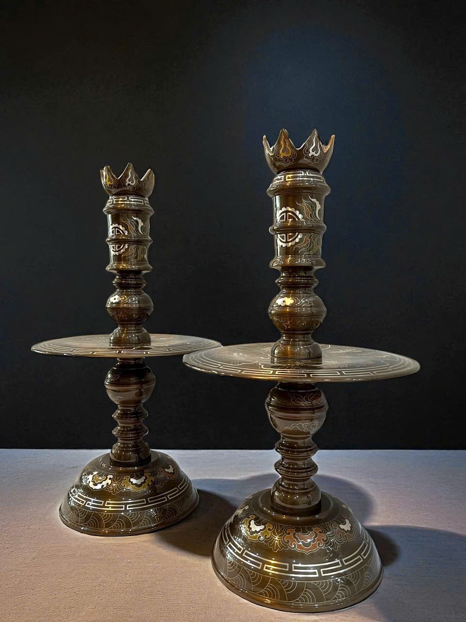 Bộ đồ thờ ngũ sự cao 70cm khảm ngũ sắc kỹ đúc đồng đỏ _thumbnail_5