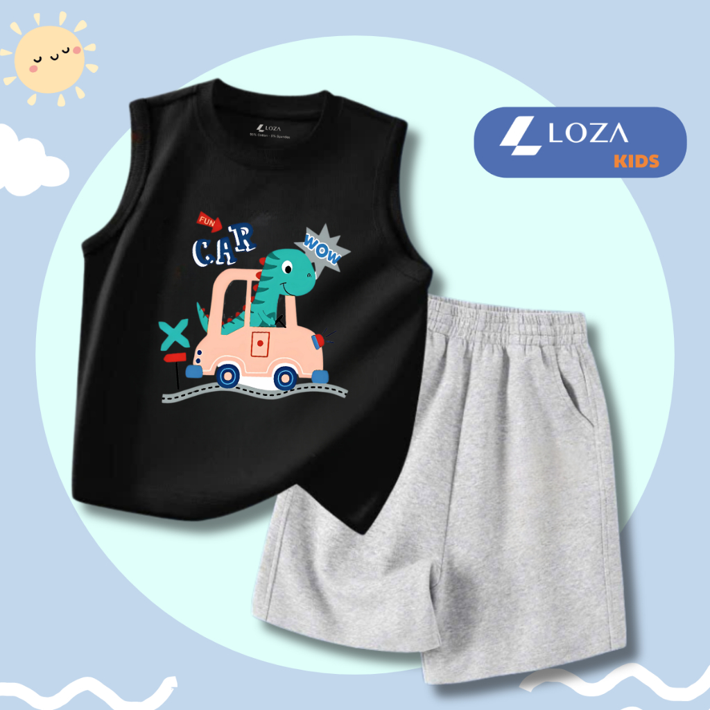 Bộ ba lỗ bé trai in hình ô tô khủng long - Loza Kids BL239_thumbnail_2