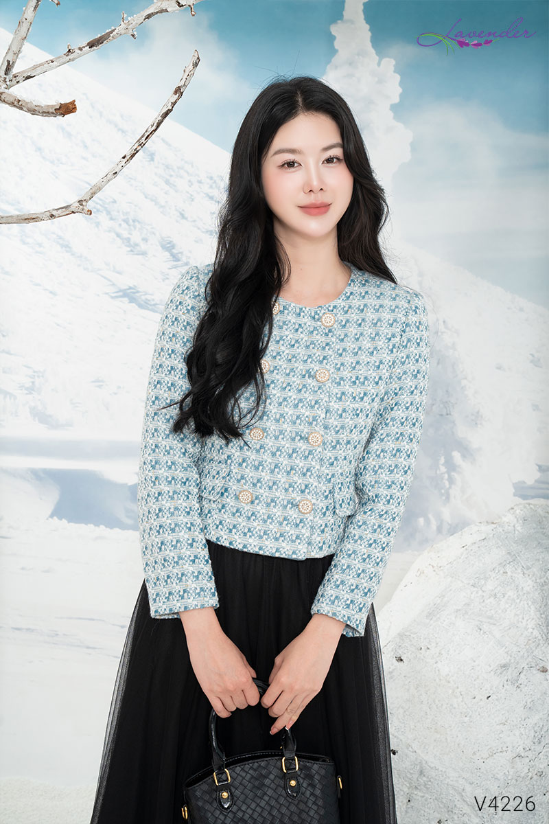 Áo dạ tweed xanh V4226_thumbnail_2