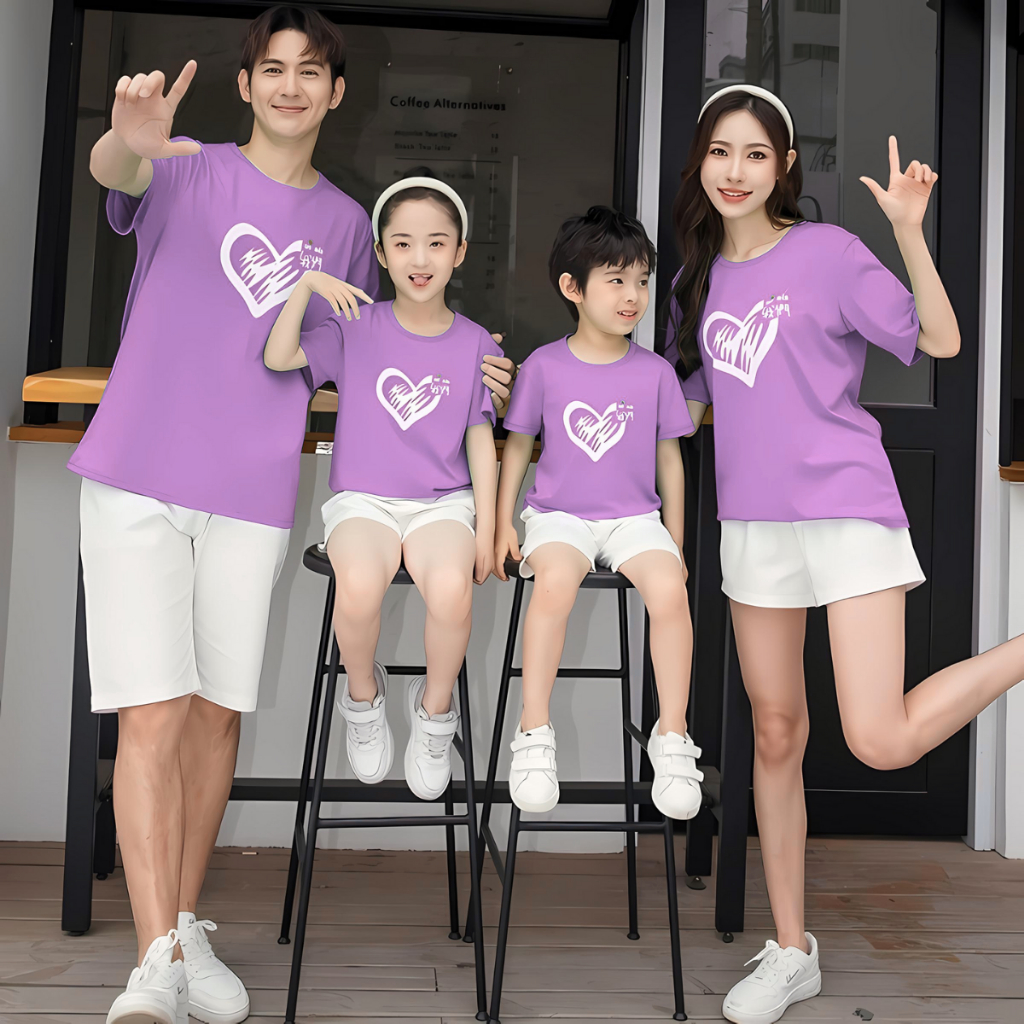 Áo phông gia đình in hình tim dễ thương - Áo thun đồng phục gia đình 3-4-5 người - Loza G0167_thumbnail_4
