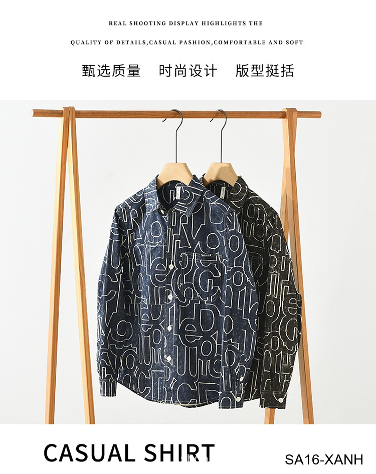 SA16 - Áo Sơ Mi Nam Tay Dài In Chữ Nghệ Thuật Dáng Rộng Phong Cách Thời Trang_thumbnail_7