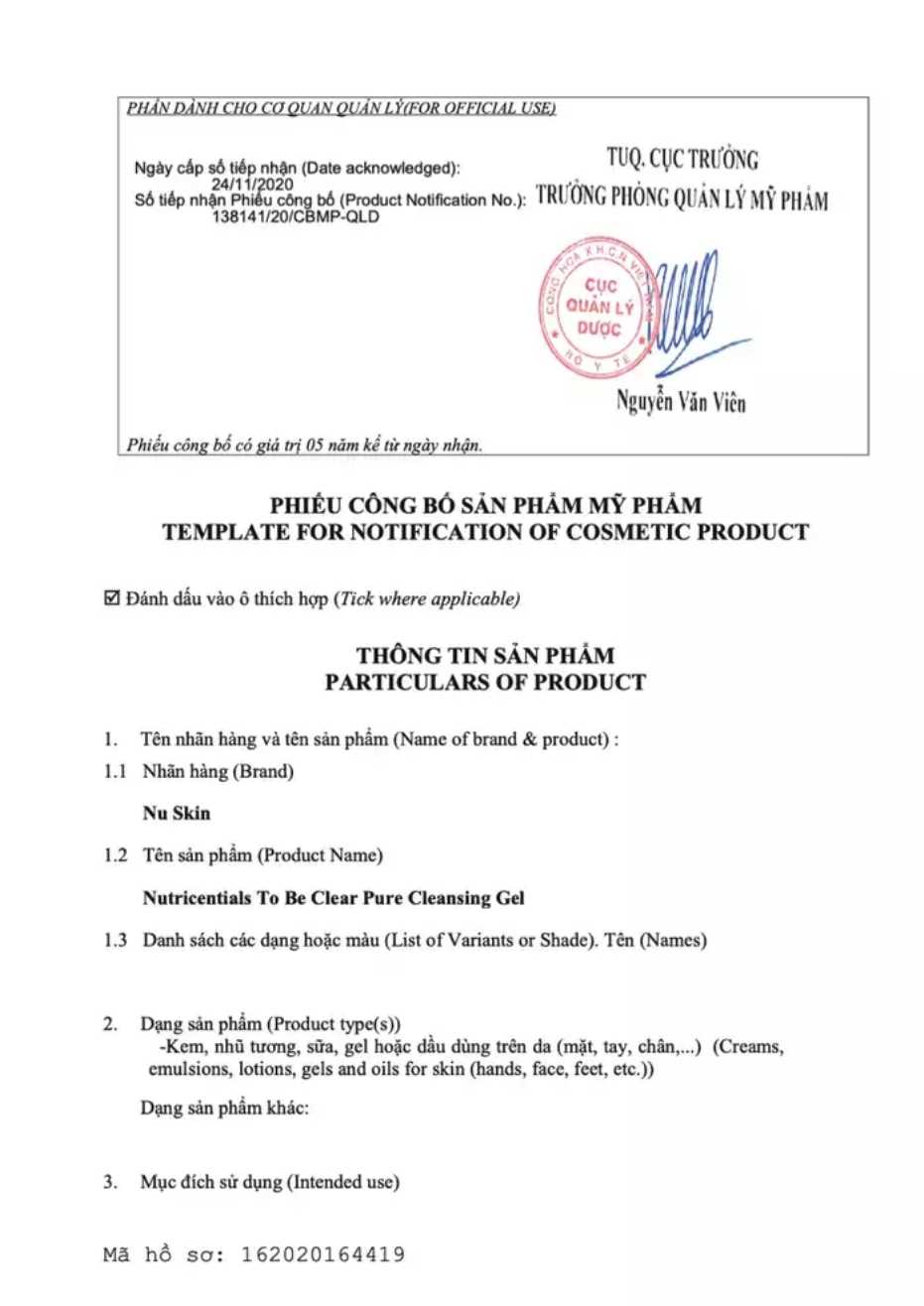 Sữa Rửa Mặt Da Dầu/ Da Hỗn Hợp Nutricentials To Be Clear Pure Cleansing Gel