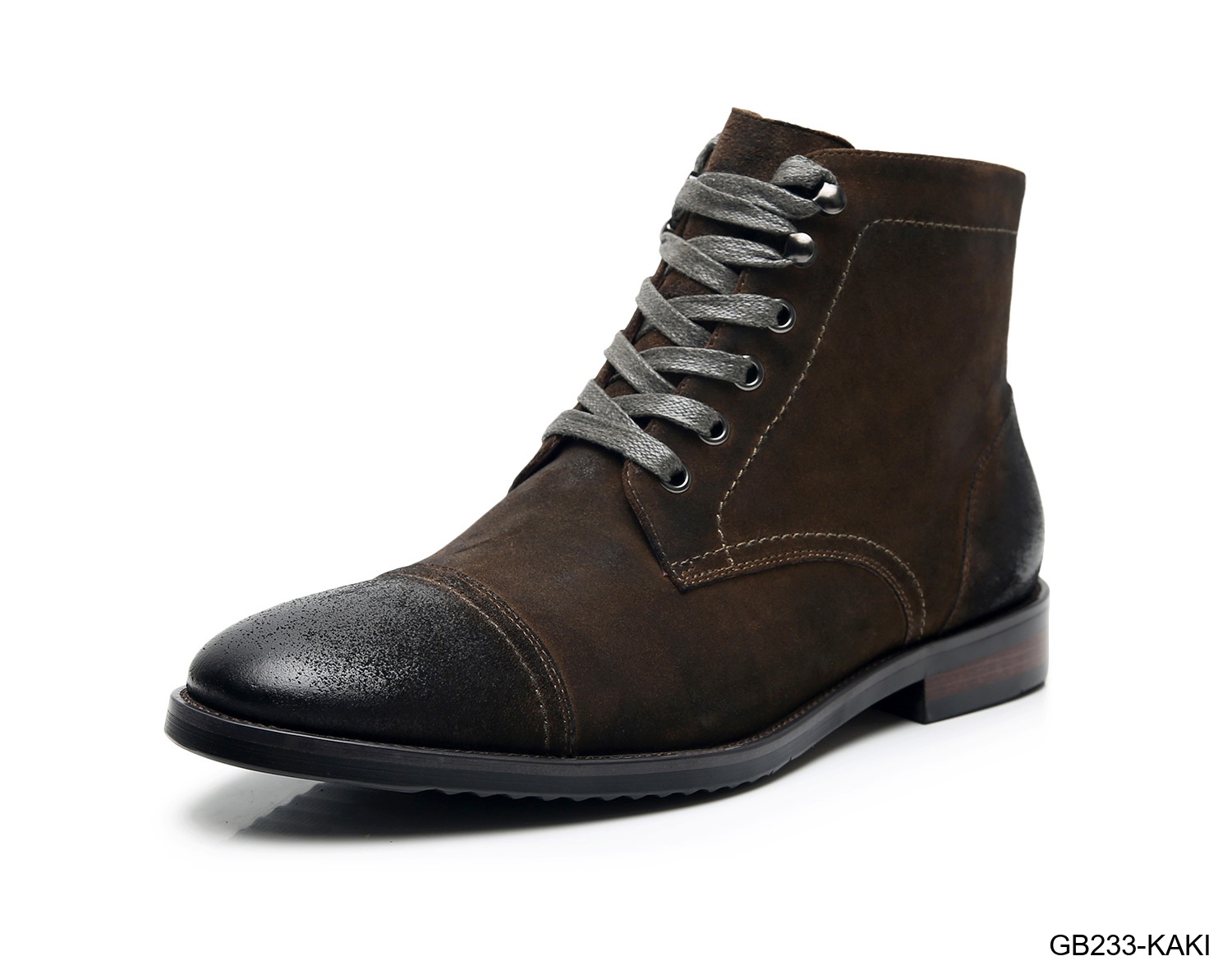 GB233 - Giày Boots Martin Nam Da Bò Phong Cách Anh, Đế Cao Su Chống Trượt, Màu Đen Kaki_thumbnail_24