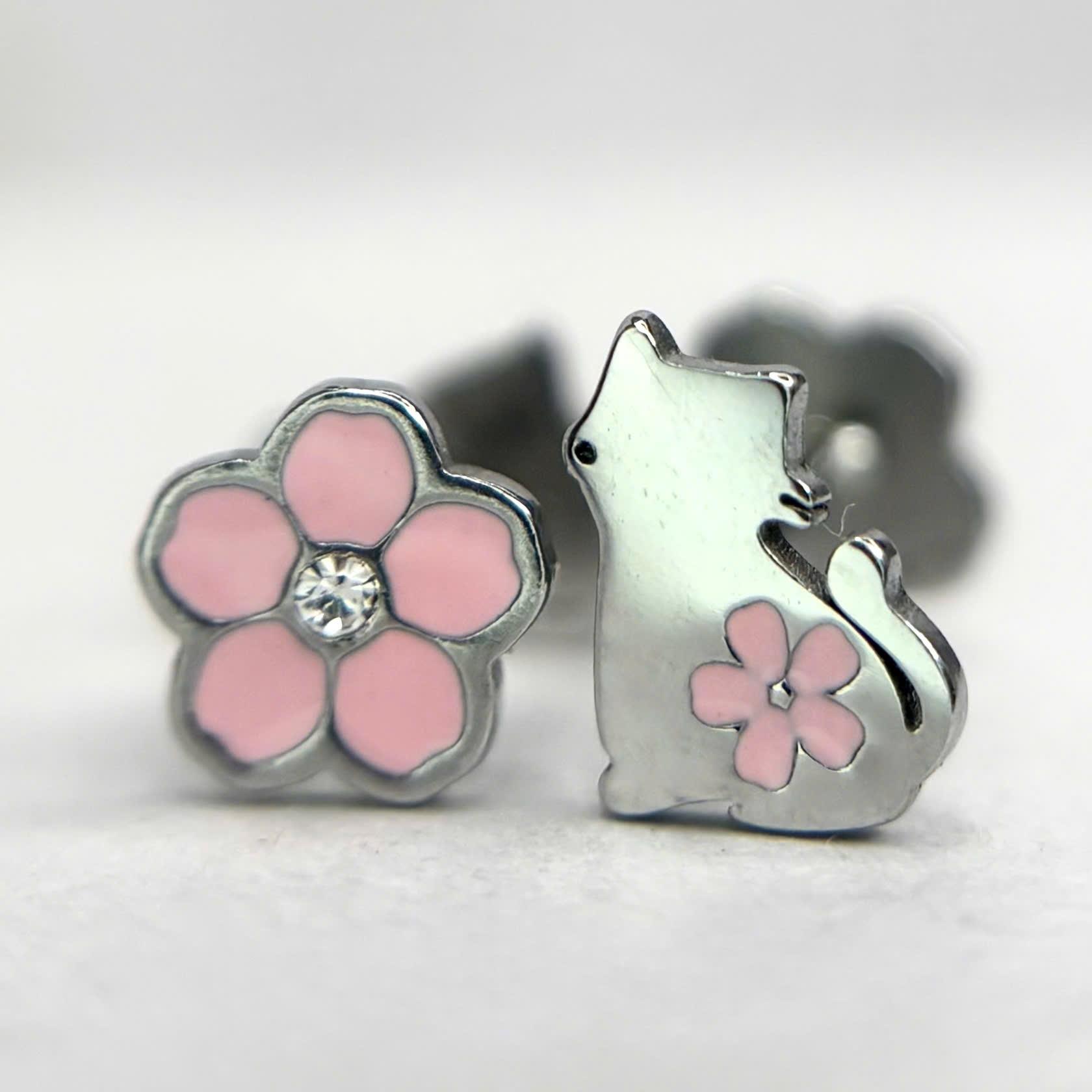 Khuyên kiểu đầu hoa đầu mèo hồng dẹt