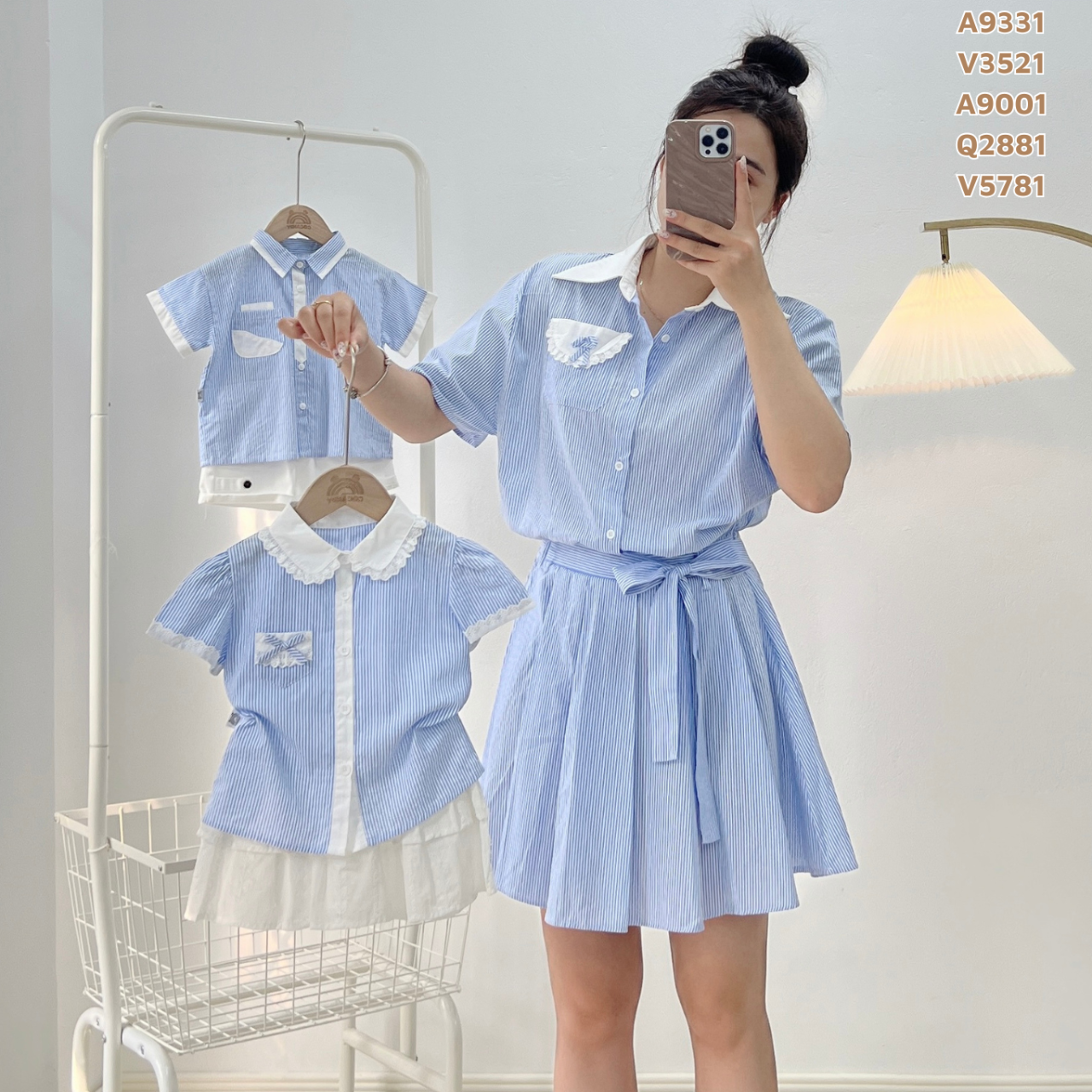Váy kẻ XANH cổ bẻ NỮ_thumbnail_2