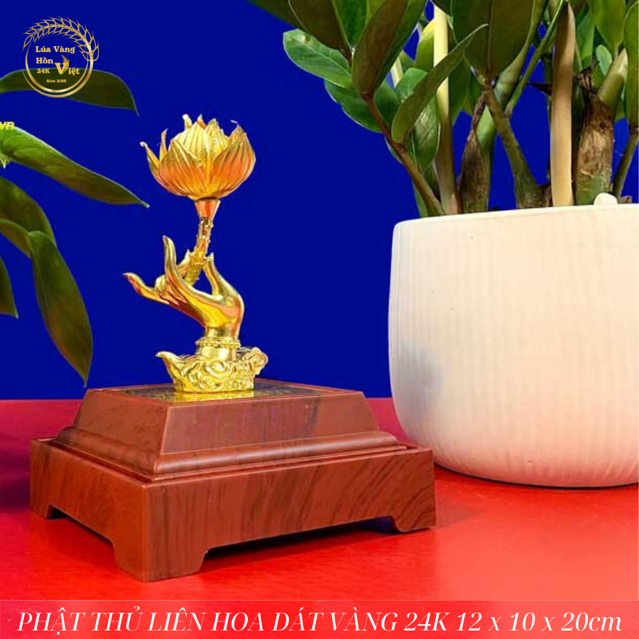 PHẬT THỦ LIÊN HOA DÁT VÀNG 24K 12x10x20cm_thumbnail_2