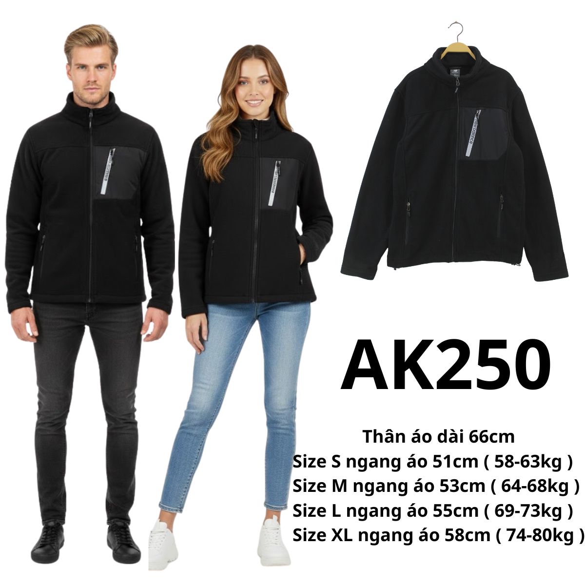 AK250 Áo khoác nỉ đen MB