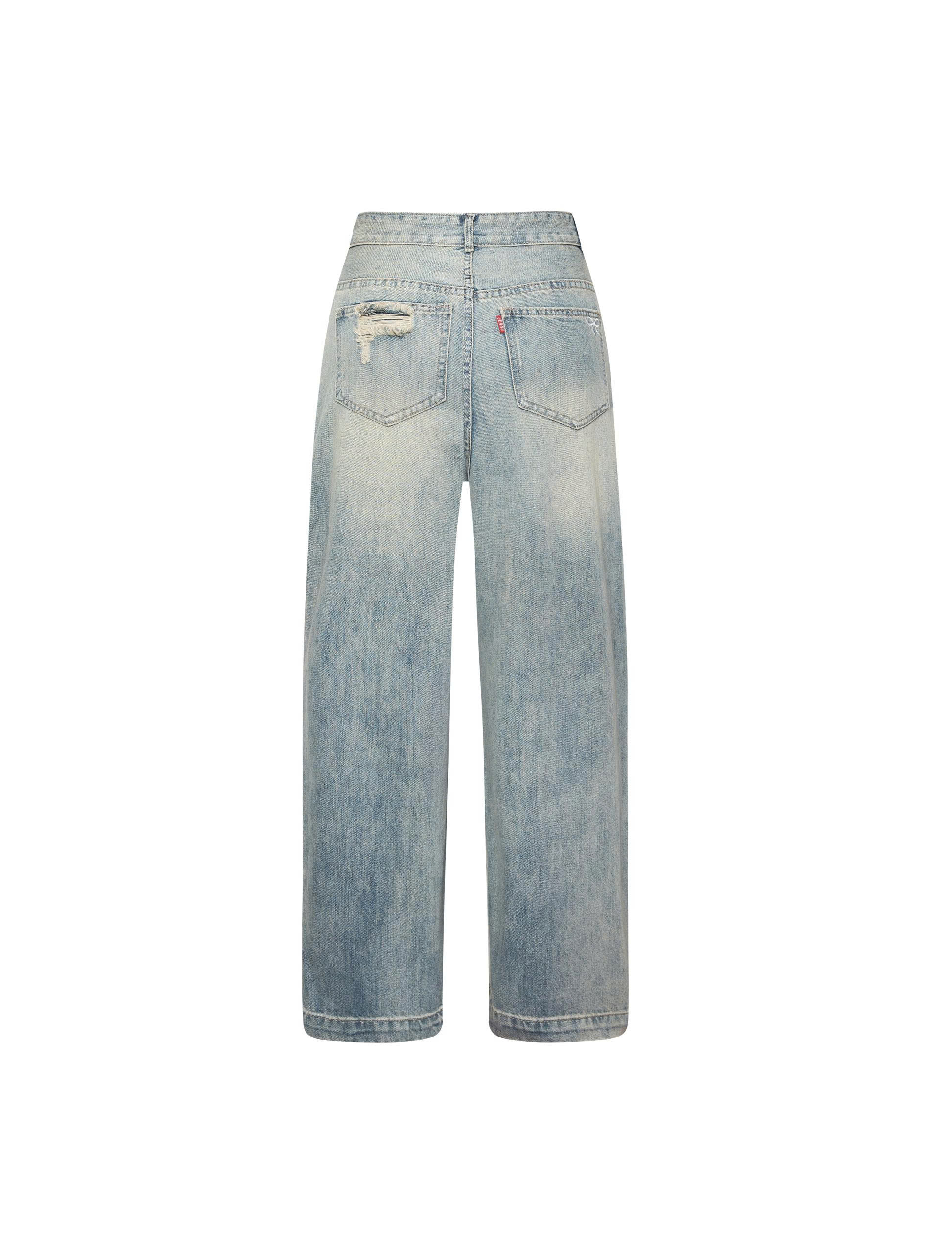 Quần jean ống suông rách kiểu bigsize QJ381