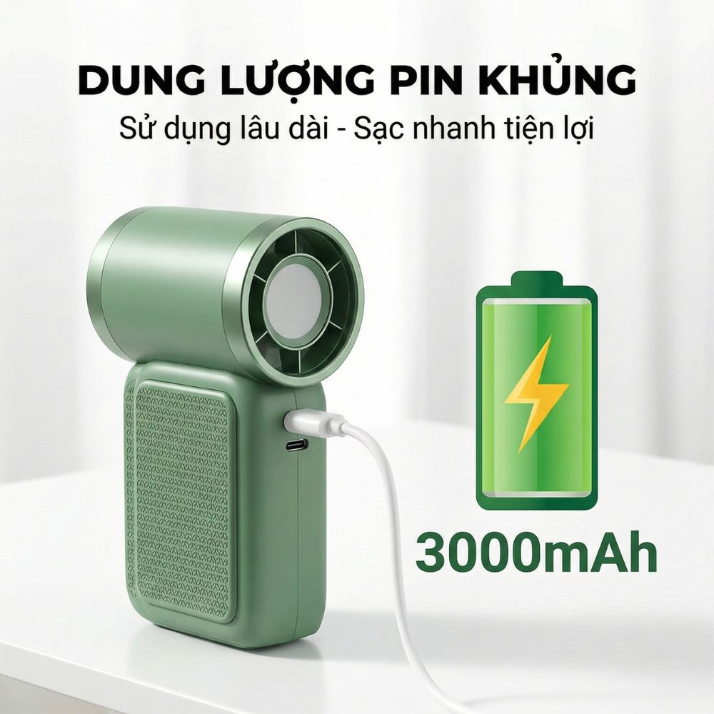 Quạt Cầm Tay Mini Kachi MK441 - Pin Khủng 3000mAh, Màn Hình LED Hiển Thị, 6 Cấp Độ Gió (Bảo Hành 18 Tháng)_thumbnail_2
