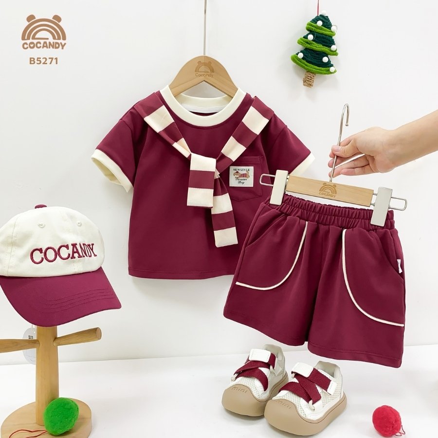 Bộ cộc ĐỎ phối turban sọc đỏ be_thumbnail_1