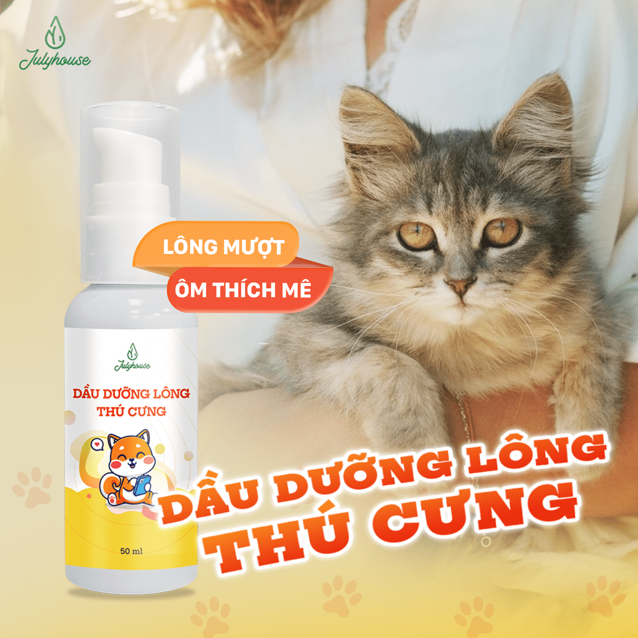 Dầu dưỡng lông cho thú cưng JULYHOUSE 50ml