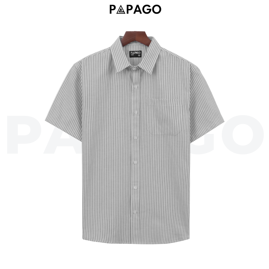 Áo sơ mi nam trung niên PAPAGO tay ngắn lai bầu kẻ sọc chất vải oxford - P24SNKD003_thumbnail_2