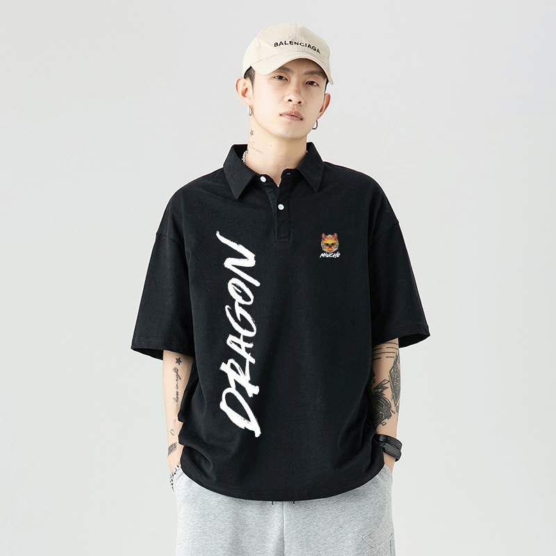 Áo polo Tết form rộng nam basic nhiều màu PLD905 Miucho Man tay ngắn Cổ trụ in typography_thumbnail_5