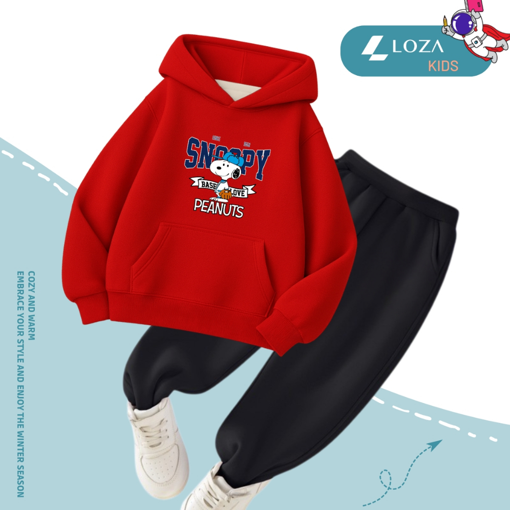 Set bộ nỉ Hoodie bé trai in hình SNOOPY - Loza Kids HB514_thumbnail_1